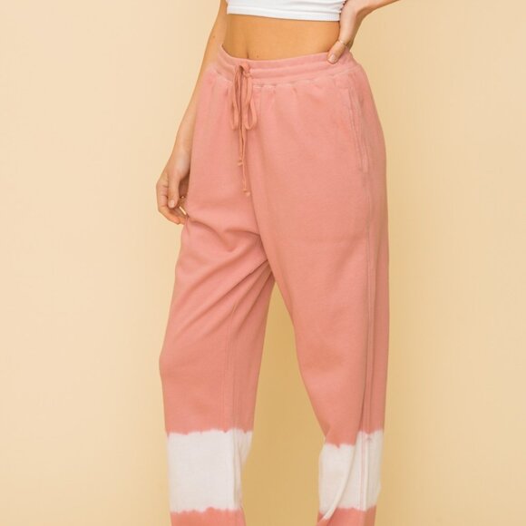HEM & THREAD Blush Pink Tie-Dye Jogger Lounge Pants - Picture 4 of 5